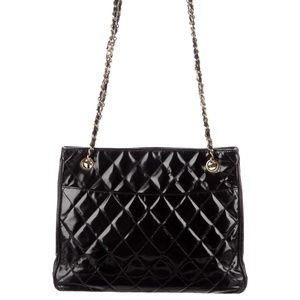 CHANEL Vintage Patent Quilted Tote